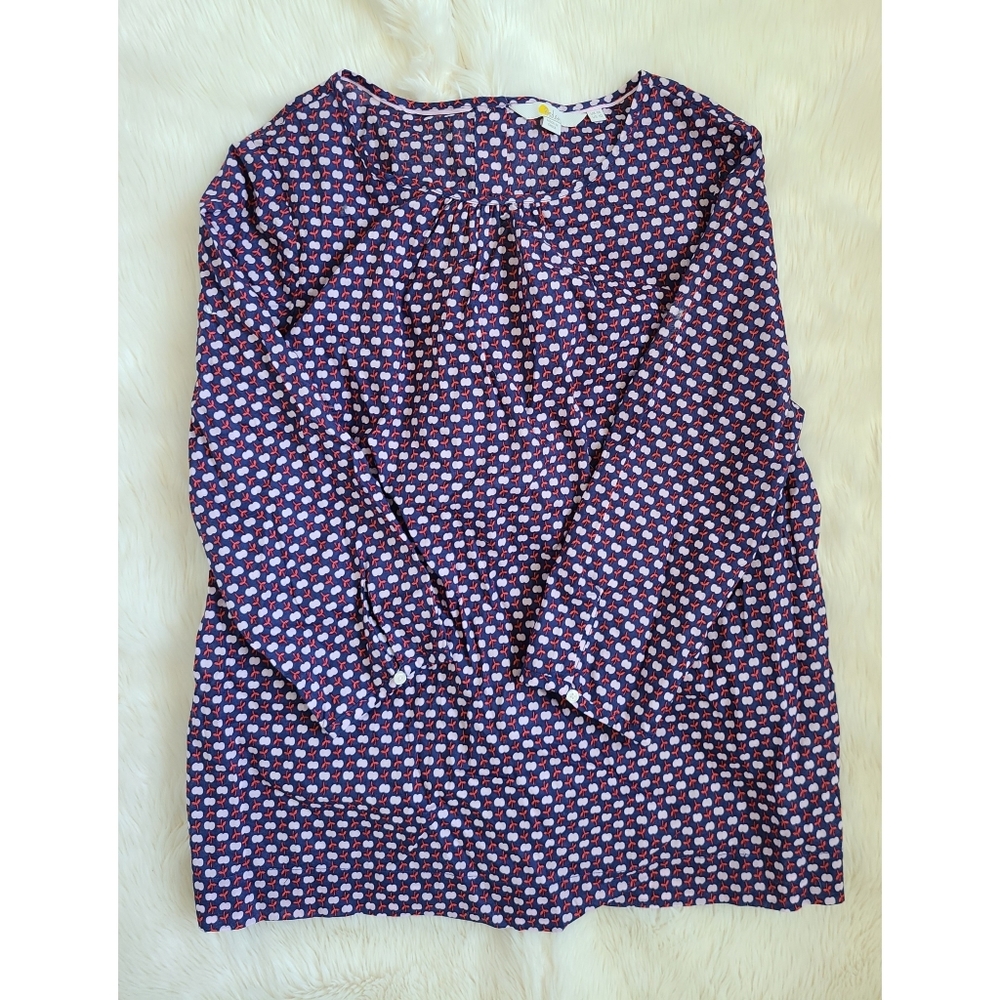 Boden Purple Floral Print Long Sleeve Top